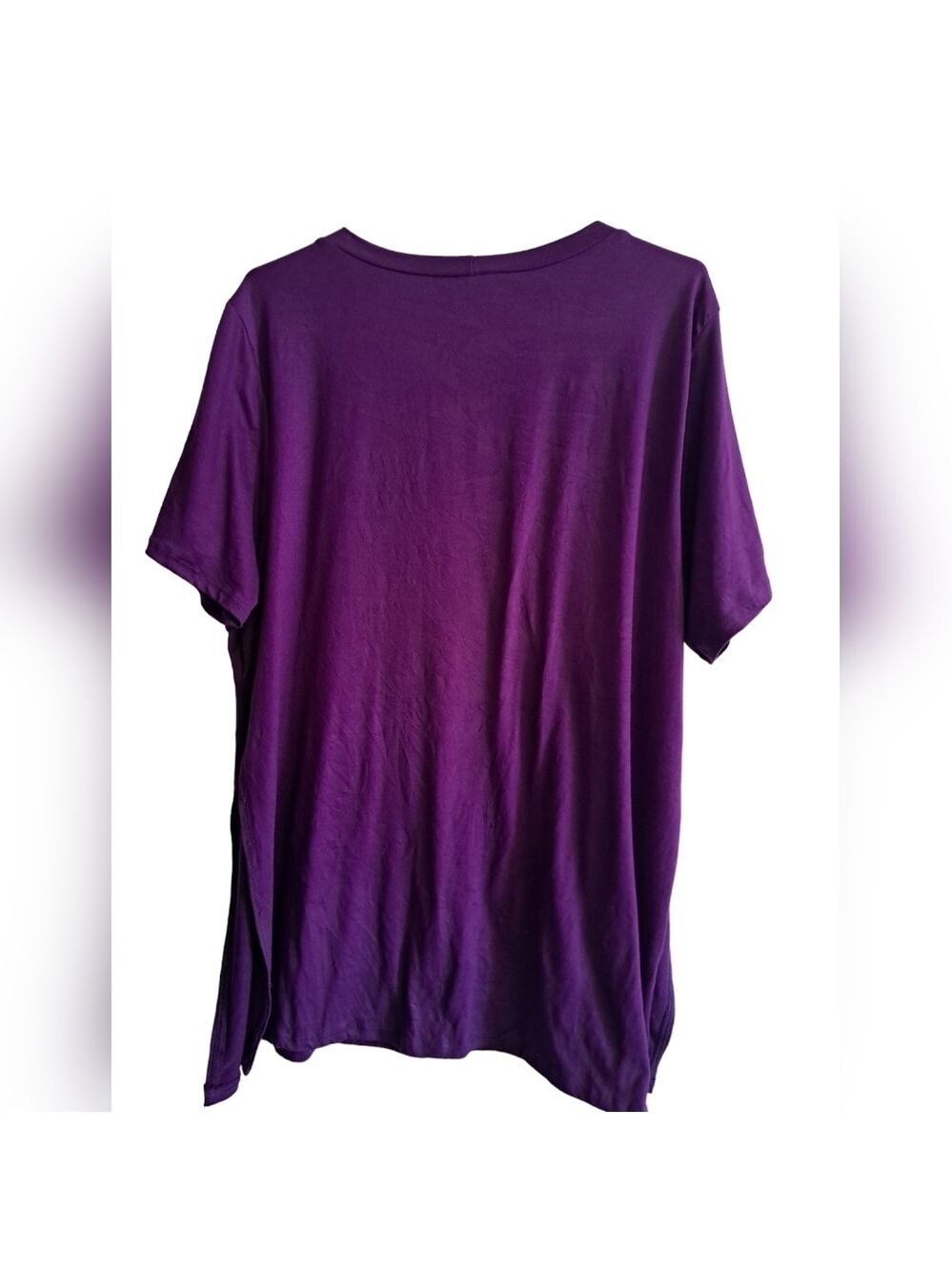 LOVE J bedazzled studded pearls Artsy short sleeve Top bohemian color purple 1X - Picture 5 of 8